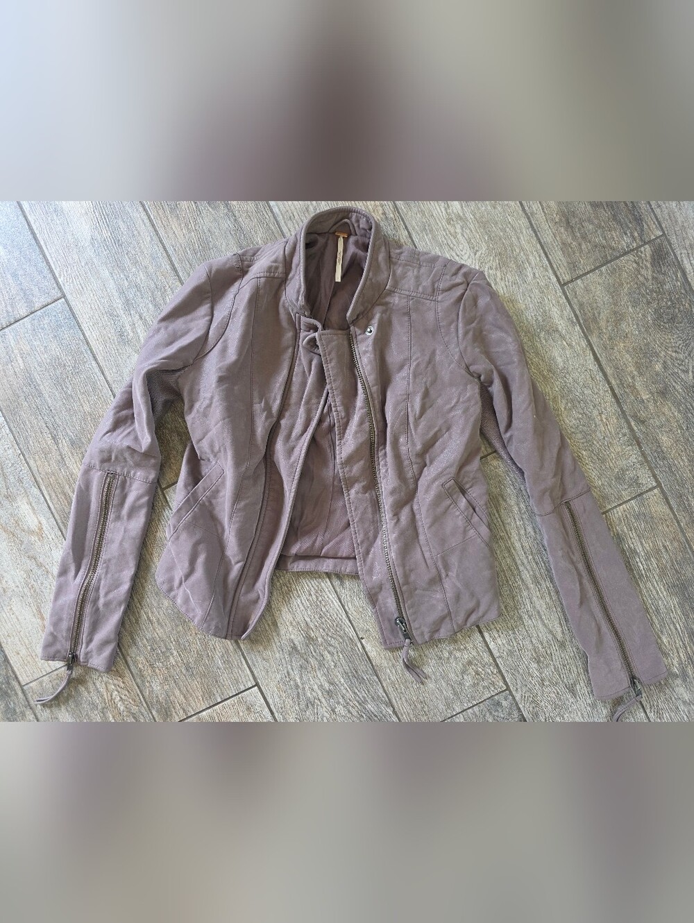 Free People Moto Asymmetric Zip Jacket Sz 0 XS